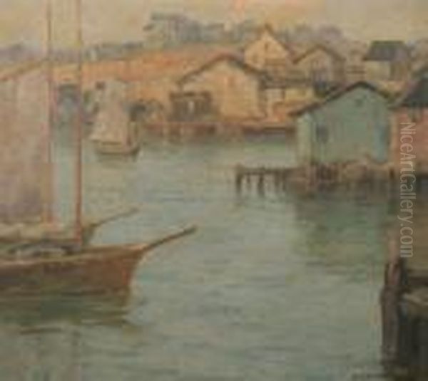 Sailboats In Harbor Oil Painting by Maurice Braun