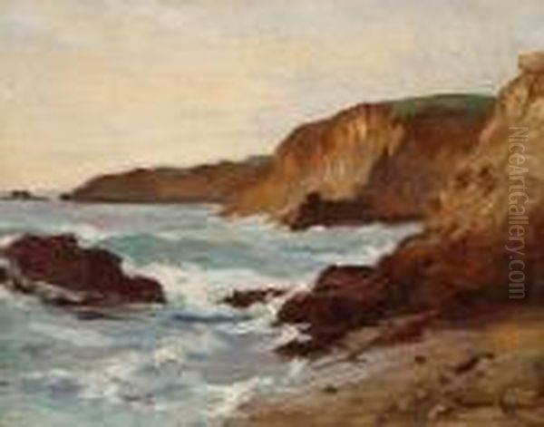 Crashing Waves In A Cove Oil Painting by Maurice Braun