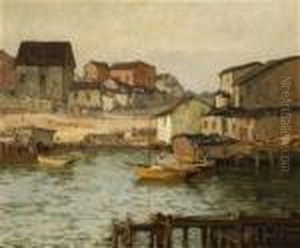 Waterfront Street Oil Painting by Maurice Braun