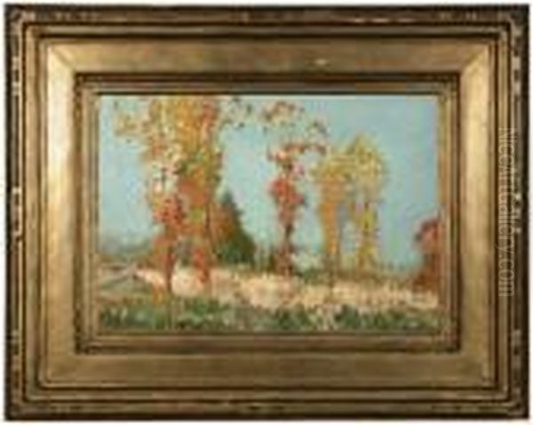 Autumn Trees In A Landscape Oil Painting by Maurice Braun