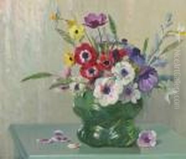 Anemones And Daffodils Oil Painting by Maurice Braun