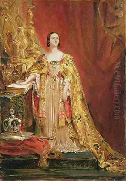 Queen Victoria 1819-1901 Taking the Coronation Oath Oil Painting by Sir George Hayter