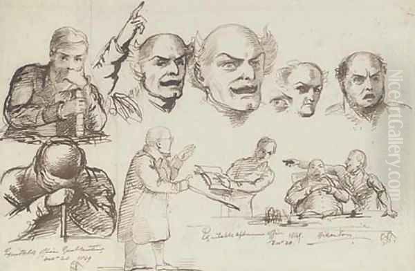 Studies made at the General Court of the Equitable Society on the 18th and 20th December, 1849 (one illustrated) Oil Painting by Sir George Hayter