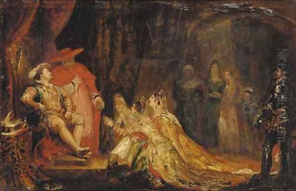 The three Catholic Queens praying before King Henry VIII Oil Painting by Sir George Hayter