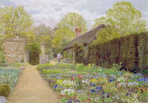 The Pansy Garden Munstead Wood Surrey home of Gertrude Jekyll Oil Painting by Thomas H. Hunn