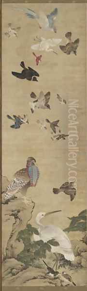 Birds and Flowers Qing Dynasty Kangxi Period 7 Oil Painting by Wu Huan