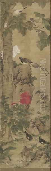 Birds and Flowers Qing Dynasty Kangxi Period 8 Oil Painting by Wu Huan