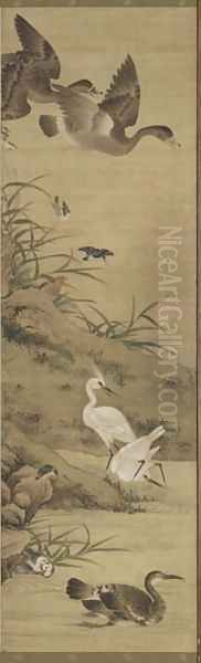 Birds and Flowers Qing Dynasty Kangxi Period 4 Oil Painting by Wu Huan