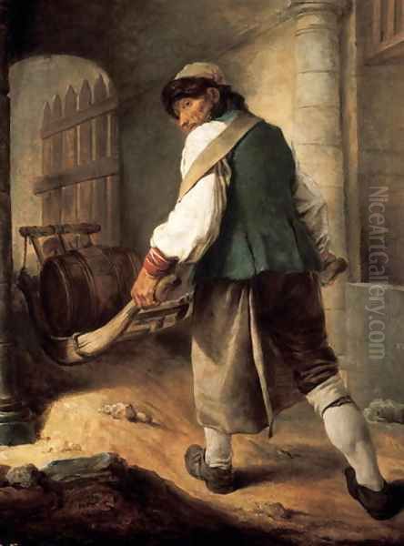 A Villager Oil Painting by Charles-Francois Hutin