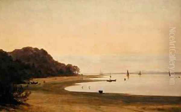 The shore of the Elbe Oil Painting by Marcus Johann Haeselich