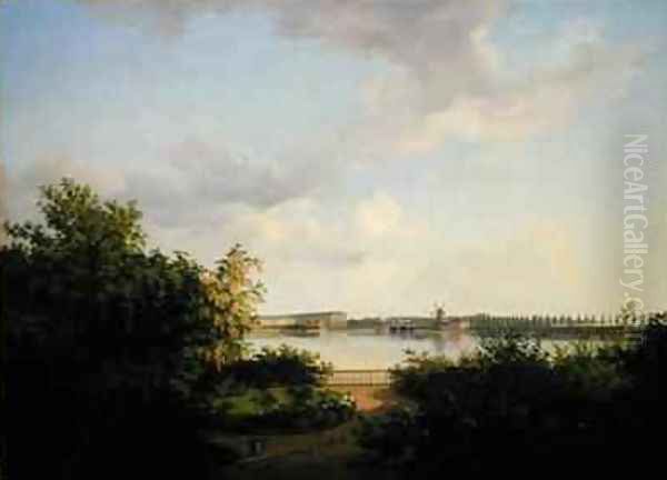 The Garden of Johannes Amsinck on the Binnenalster Oil Painting by Marcus Johann Haeselich