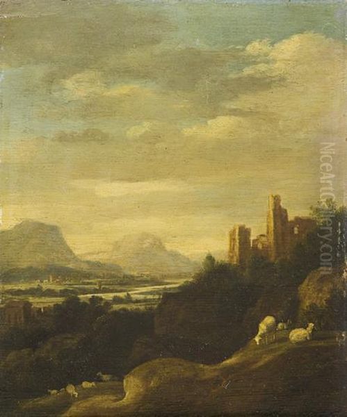 Paesaggio Fluviale Con Armenti Oil Painting by Bartholomeus Breenbergh