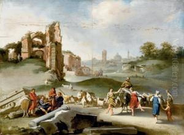 Paesaggio Con Rovine E Figure Oil Painting by Bartholomeus Breenbergh