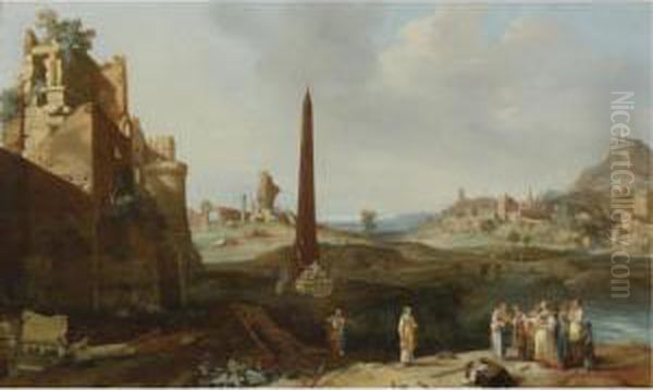 Extensive Italianate Landscape With The Finding Of Moses Oil Painting by Bartholomeus Breenbergh