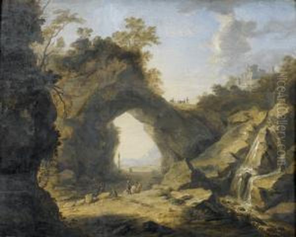 Zwei Italienische Landschaften. Gegenstucke. Oil Painting by Bartholomeus Breenbergh