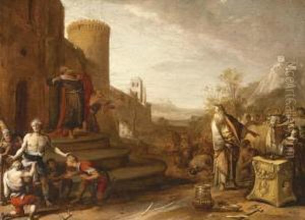 Saint Paul And Saint Barnabus At Lystra Oil Painting by Bartholomeus Breenbergh