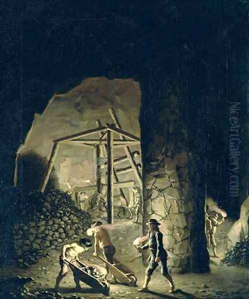 Gallery in Falun Copper Mine Oil Painting by Pehr Hillestrom