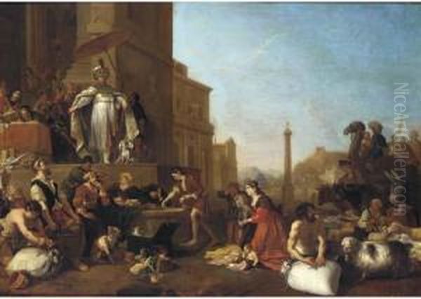 Joseph Selling Corn Oil Painting by Bartholomeus Breenbergh