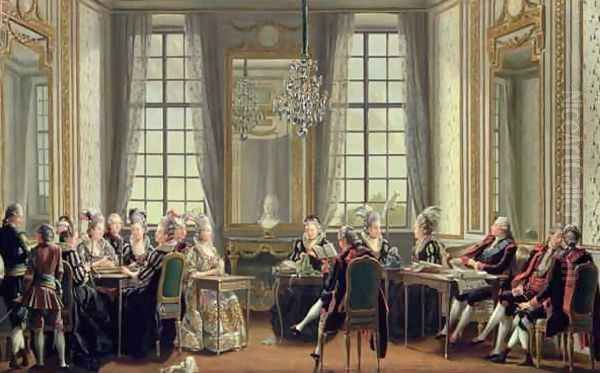 Conversation at Drottningholms Palace Oil Painting by Pehr Hillestrom