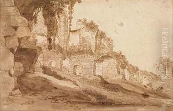 View Of Roman Ruins Oil Painting by Bartholomeus Breenbergh