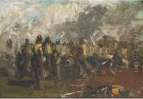 Battle Scene Oil Painting by George Hendrik Breitner