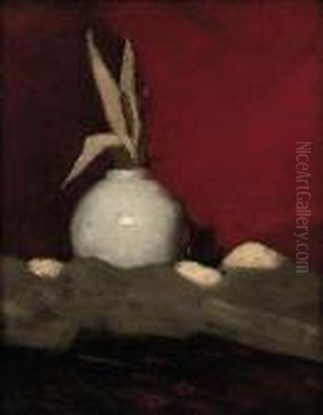 Stilleven Met Chinees Gemberpotje: Still Life With A Chinese Gingerjar Oil Painting by George Hendrik Breitner