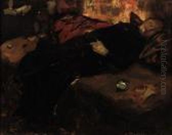 Rust: Girl On A Sofa Oil Painting by George Hendrik Breitner