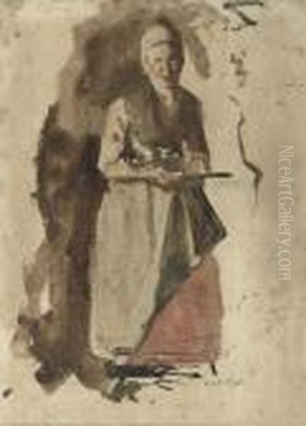 De Dienster: Study Of A Maid Oil Painting by George Hendrik Breitner