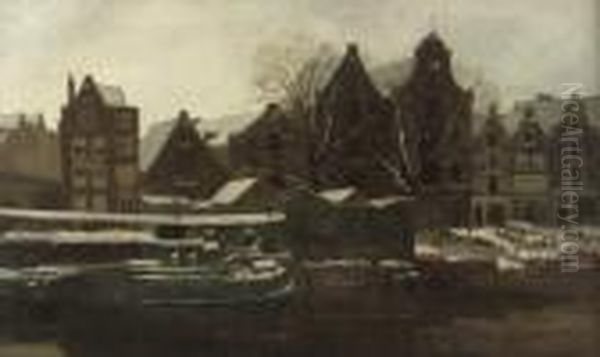 De Nieuwe Teertuinen Te Amsterdam (winter): Amsterdam In Winter Oil Painting by George Hendrik Breitner