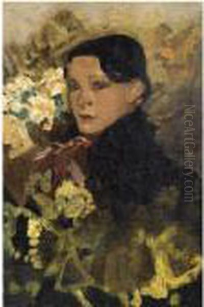 A Flower Girl Oil Painting by George Hendrik Breitner