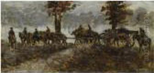 Artillery On The Move Oil Painting by George Hendrik Breitner