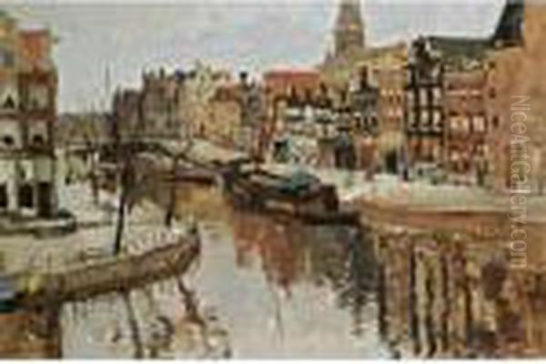 A View Of The Korte Prinsengracht, Amsterdam Oil Painting by George Hendrik Breitner