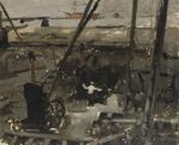 Heiwerk: Construction Work In Amsterdam Oil Painting by George Hendrik Breitner