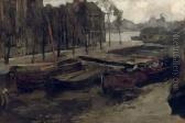 The Kalkmarkt In Winter, Amsterdam Oil Painting by George Hendrik Breitner