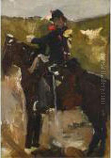 A Cavalrist On Horseback Oil Painting by George Hendrik Breitner