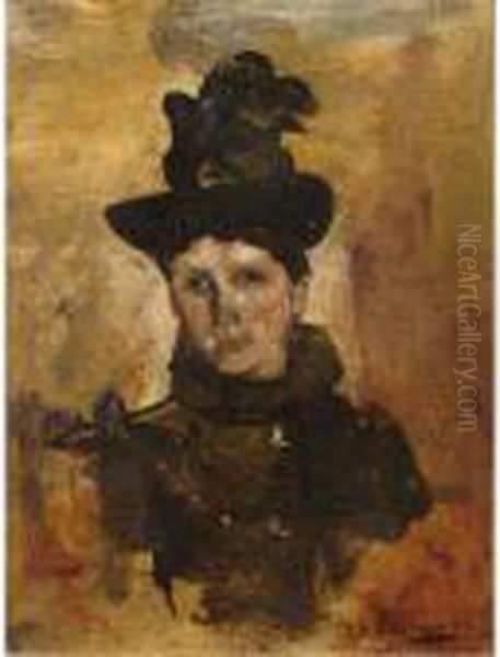 Wife Of The Artist H.j. Van Der Weele Oil Painting by George Hendrik Breitner