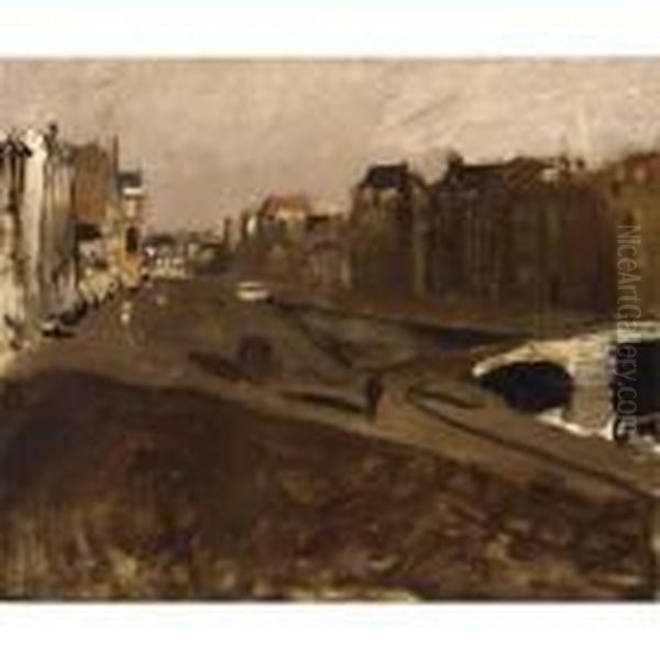 A View Of The Rokin, Amsterdam Oil Painting by George Hendrik Breitner