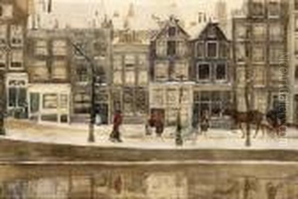 Lauriergracht Amsterdam In Winter Oil Painting by George Hendrik Breitner