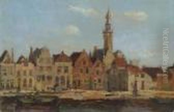 Blick Auf Den Hafen Von
 Veere Oil Painting by George Hendrik Breitner