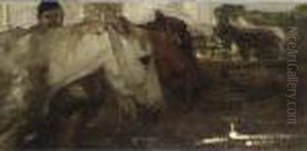 Behind The Riding-school Oil Painting by George Hendrik Breitner