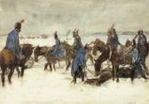 Dutch Light Horse Artillery From The Batavian Republic,1803-1804 Oil Painting by George Hendrik Breitner