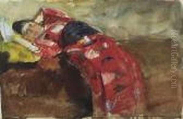 Kimono Meisje Oil Painting by George Hendrik Breitner