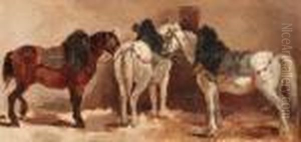 Circus Horses - A Study Oil Painting by George Hendrik Breitner