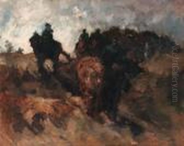 Wandelrit Van Cavalerie In De Duinen: Cavalrists In The Dunes Oil Painting by George Hendrik Breitner