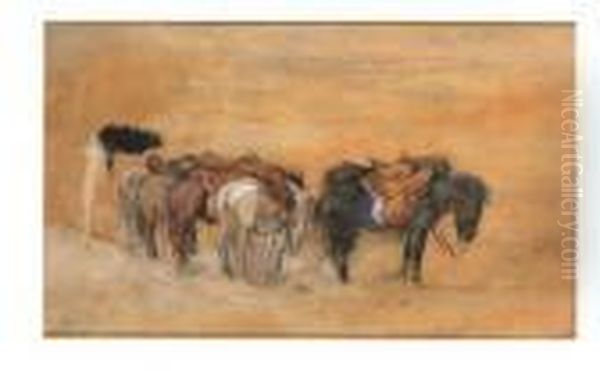 Donkeys On A Beach Oil Painting by George Hendrik Breitner