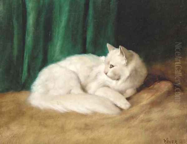 A white cat Oil Painting by Arthur Heyer