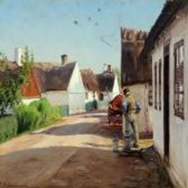 A Summer's Day Inthe Village Oil Painting by Hans Anderson Brendekilde