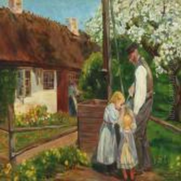 Sommerlandscape With Persons Oil Painting by Hans Anderson Brendekilde