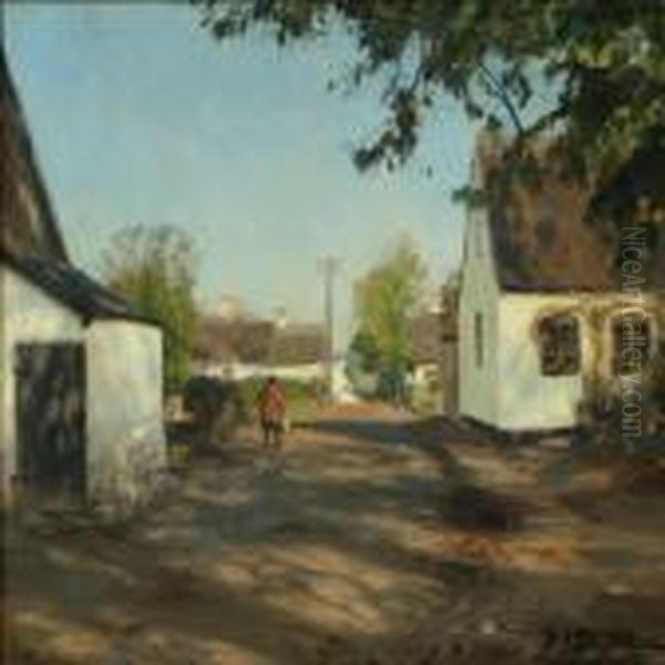 Village Scene Oil Painting by Hans Anderson Brendekilde