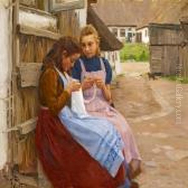 Friends Oil Painting by Hans Anderson Brendekilde